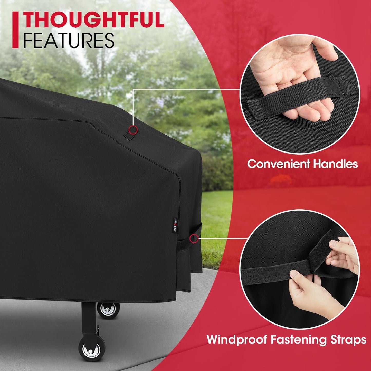 Unicook Griddle Cover for Blackstone 36 Inch Griddle Cooking Station, Waterproof Flat Top Grill Cover with Seam Taping and Support Pole, Heavy Duty Outdoor BBQ Cover for Camp Chef, Nexgrill etc