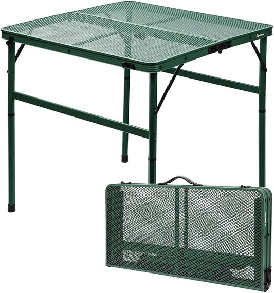 Square Folding Table, Easy for Storage, Compact and Portable Picnic Table for Grill, Outdoor Camping, Garden, Patio, Dining, BBQ, Party, Market and Card Table, 27.2 L×27.2W inches