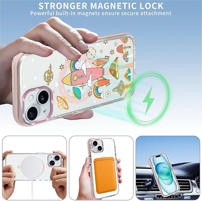 Case for iPhone 15, Spaceship Mushroom Phone Case Design，for Women Girls - Image 3