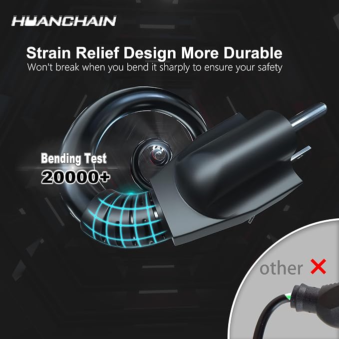 HUANCHAIN 10 FT 16 Gauge Black Indoor Outdoor Extension Cord Waterproof - Image 2