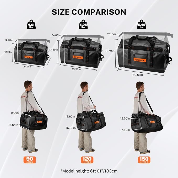 Gonex Waterproof Duffel Bag, 150L Heavy Duty Dry Duffle Bag - Image 2
