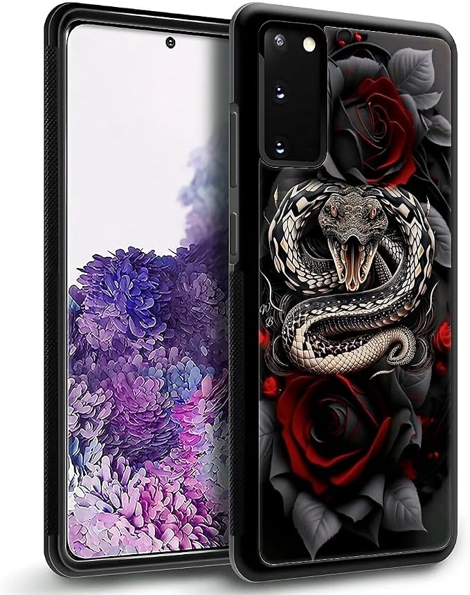 for Samsung Galaxy S20 Case, Entwined Rose Snake Pattern Graphic Design Girl - Image 5