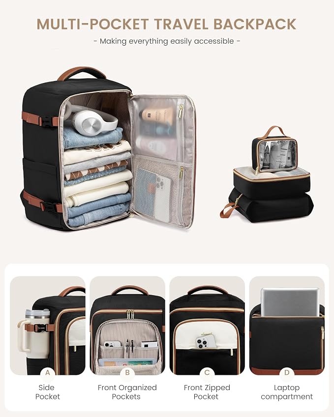 LOVEVOOK 40L Travel Backpack Carry on Flight Approved, Personal Item Bag - Image 5