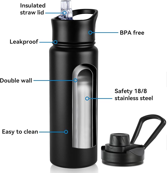 VEGOND 24oz Insulated Stainless Steel Water Bottle - Image 2