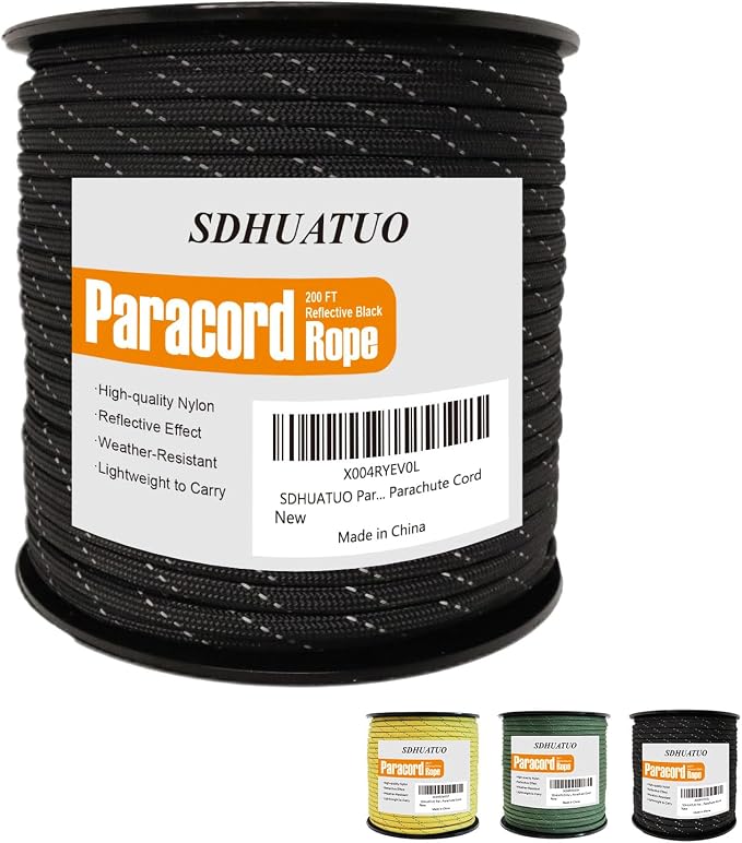 SDHUATUO Paracord Rope 200FT, 550lb Type III Nylon Parachute Cord 7-Strand Core by HOME
