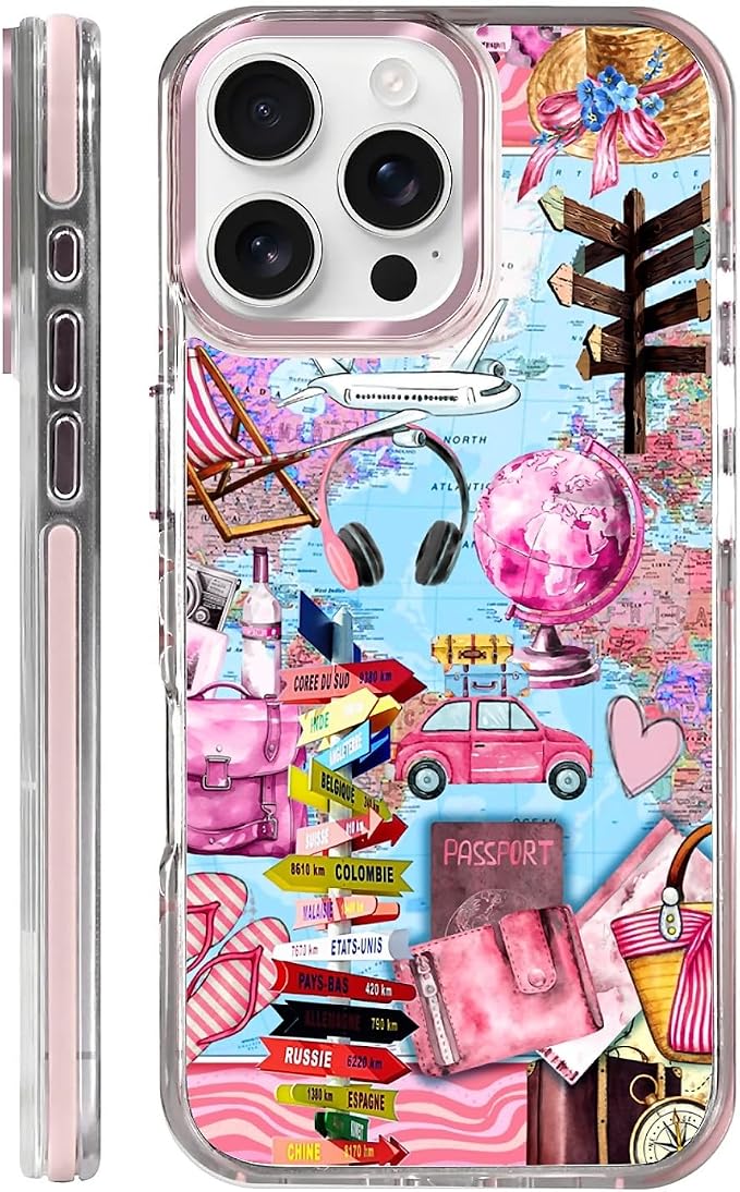Case for iPhone 16 Pro, Cover Holiday Trip World Map Phone Case Design，for by Toulas
