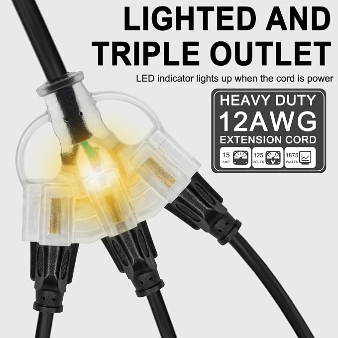 25FT 12/3 Outdoor Extension Cord - Image 3