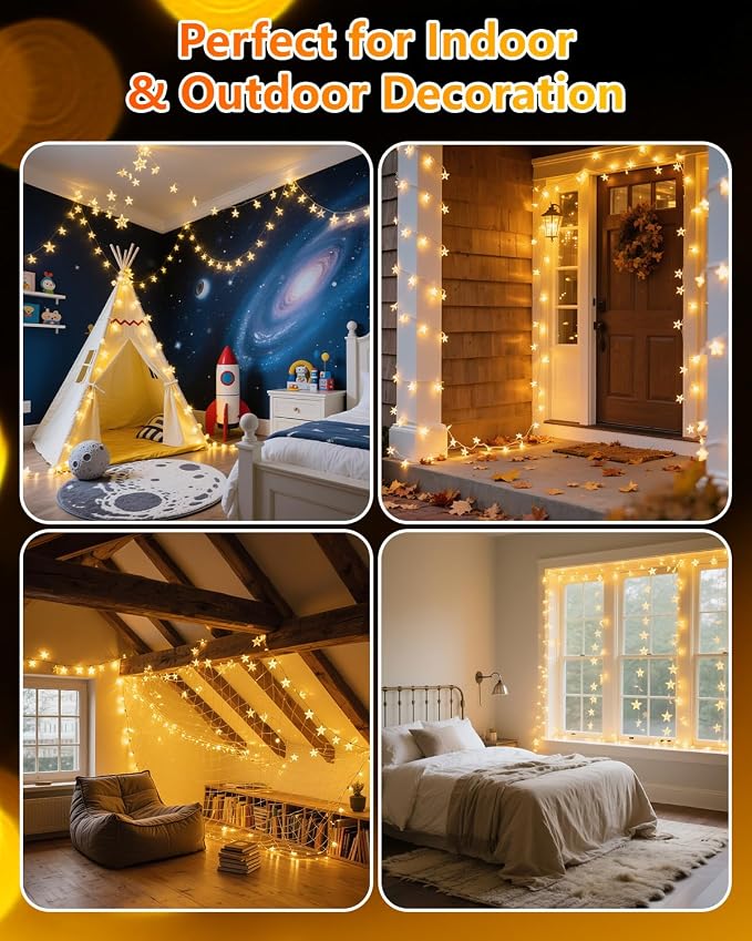 Twinkle Star 100 LED Star String Lights, 33FT Plug in Fairy String Lights - Image 6