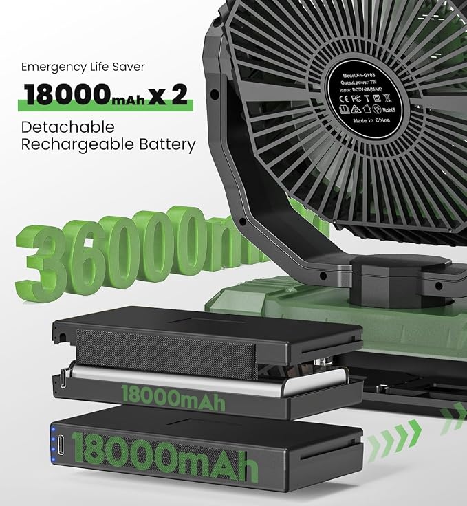 36000mAh Portable Camping Fan - Image 3