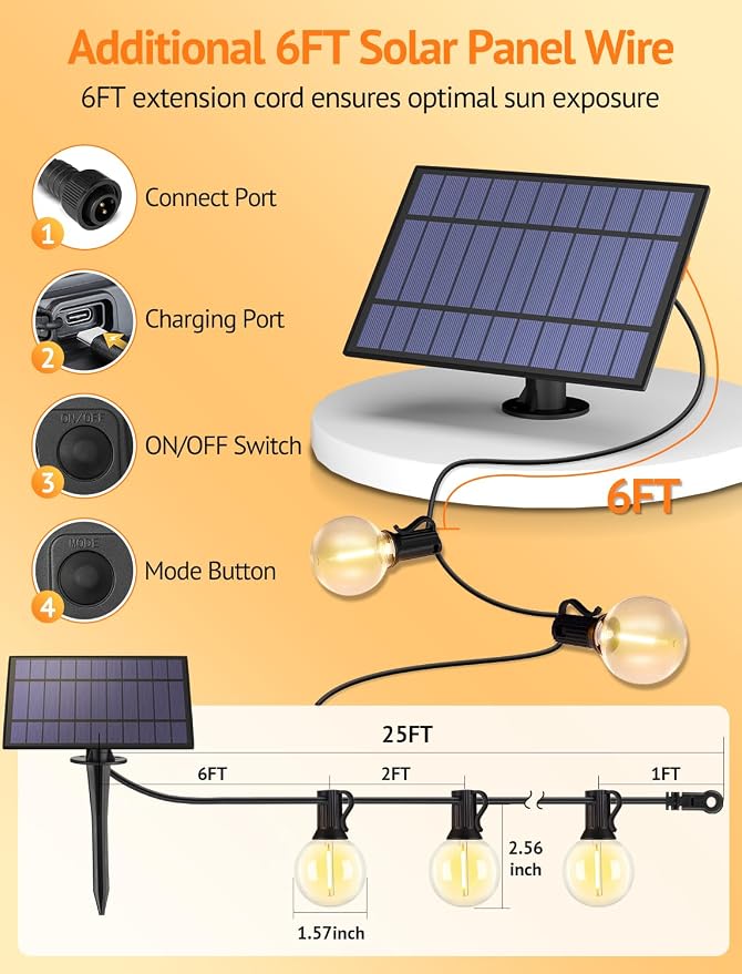 Larkvue 25FT Solar String Lights Outdoor - Image 6