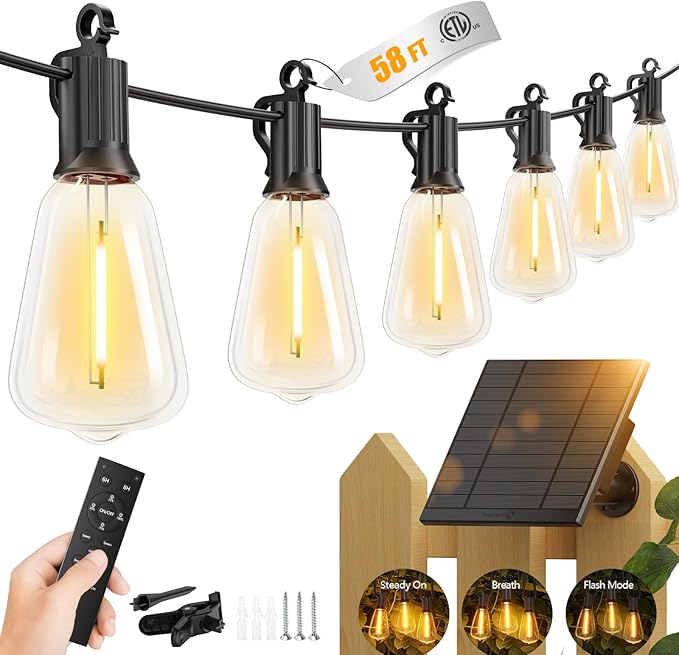 Brightown 58FT Solar String Lights Outdoor Waterproof by Brightown