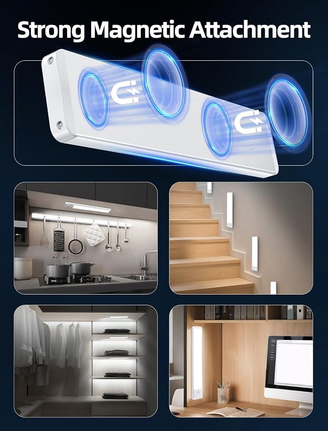 Under Cabinet Lighting: 12 Inch 3-Color Dimmable Rechargeable Motion Sensor - Image 5