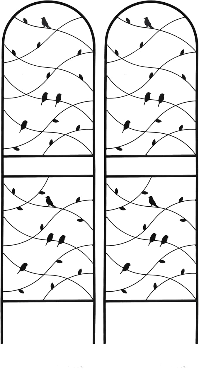 Metal Garden Trellis Rustproof Trellis for Climbing Plants Outdoor Flower Support Bird Deco (Black-2 Pack, 71"x19.7")