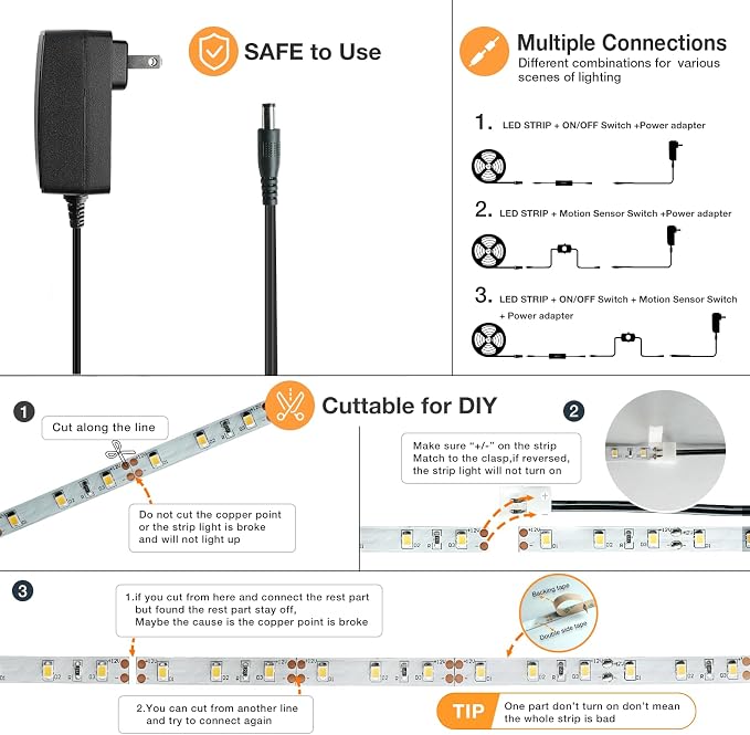 Sensky 19.7ft/6m Motion Activated LED Strip Light Kit - Image 5