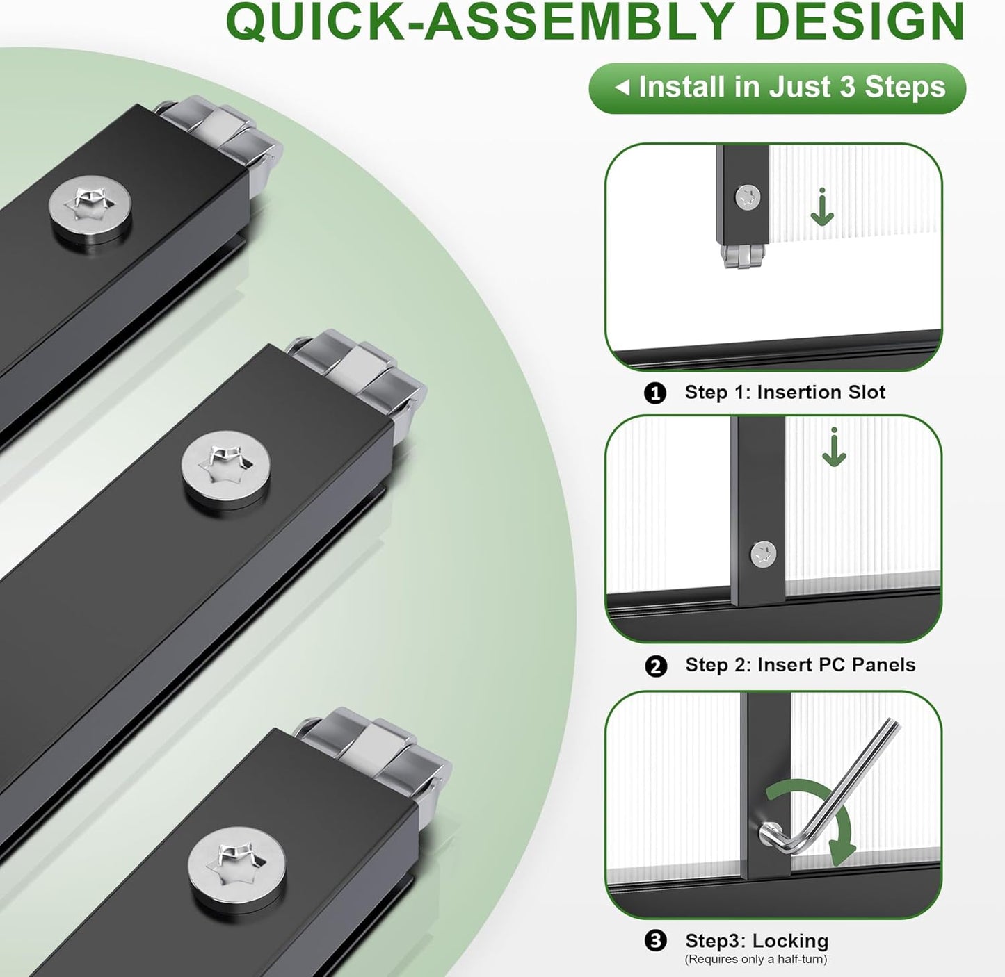 Polar Aurora 6x8 FT Greenhouse, Quick Aluminum Assembly Structure Polycarbonate Greenhouse, Walk-in Greenhouses for Outdoors with Ventilated Windows, Green Houses for Outside Backyard Garden