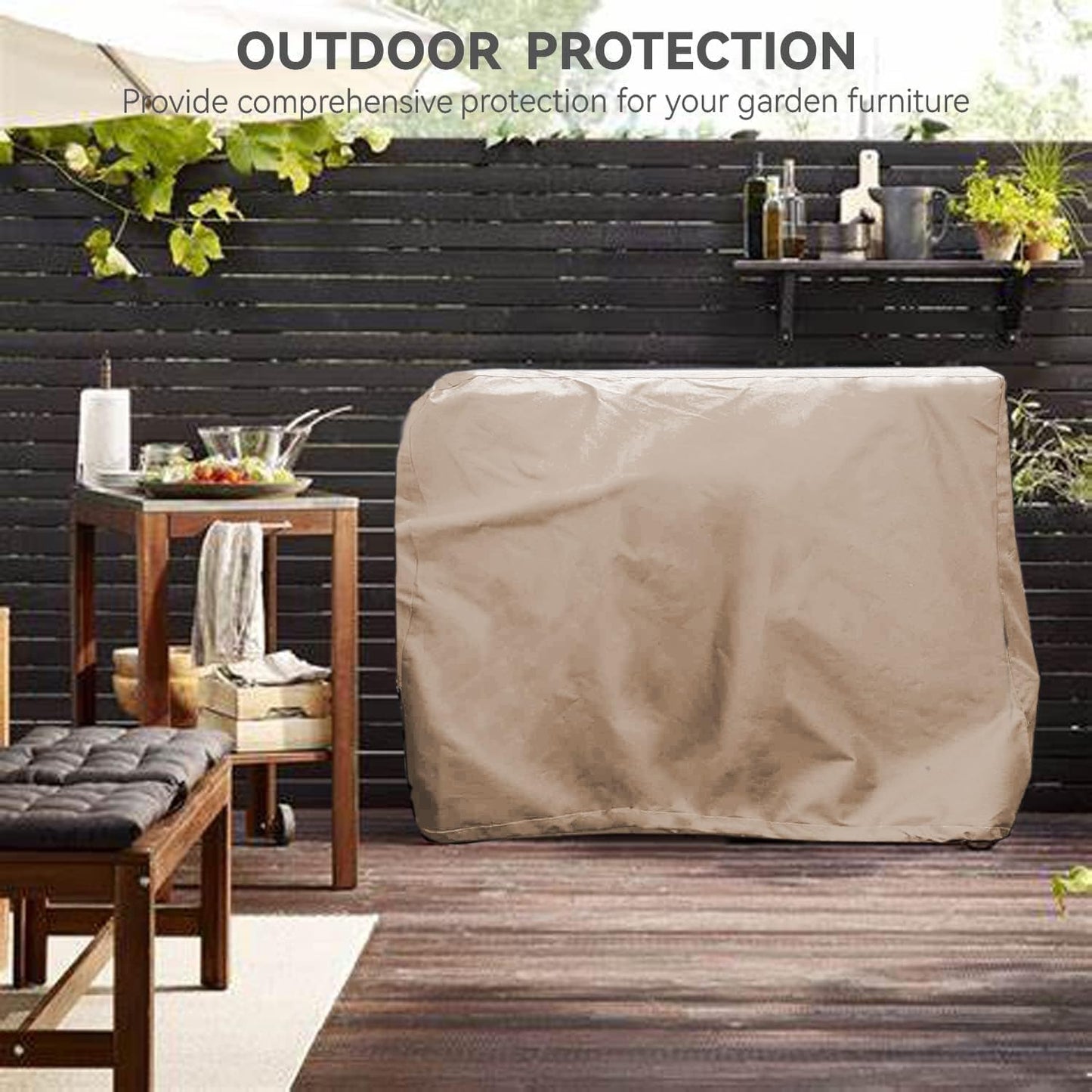 Outdoor Prep Table Cover- Heavy Duty Waterproof Cover for Outdoor Stainless Steel Table,Compatible with 46 inch Outdoor Utility Cart and Storage Cabinet Khaki