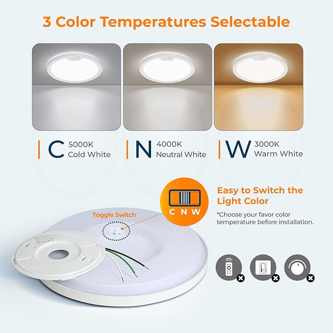 BLNAN 2Pack Motion Sensor LED Ceiling Light, 12 Inch Wired Flush Mount Ceiling - Image 2