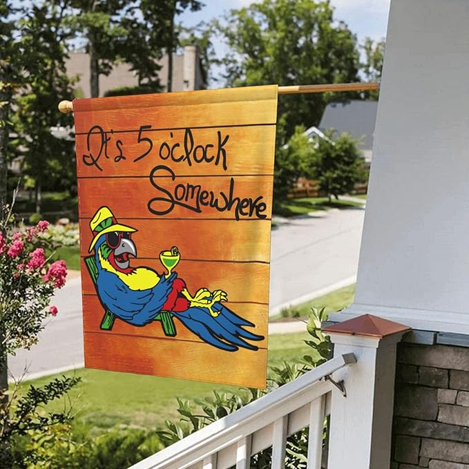 It's 5 O'Clock Somewhere Garden Flag 28x40 Inch Outdoor Decoration Banner Spring Summer Tropical Beach House Flags Yard Farmhouse Garden Deco Indoor Sign, Colour 1