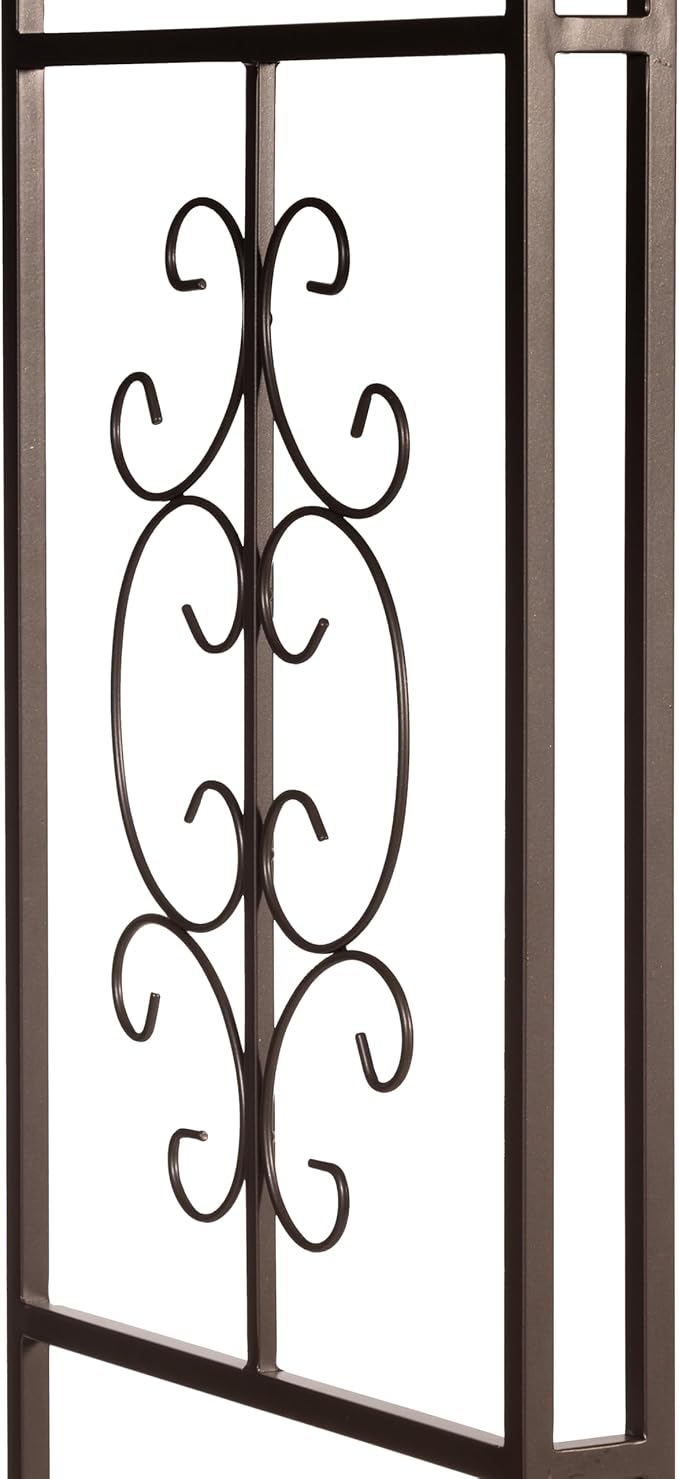 Evergreen Plow & Hearth Montebello-Gunmetal Garden Arbor - 7 Feet Tall | Slim Metal Arch with Iron Trellis for Climbing Plants | Elegant Wedding Arbor | Outdoor Patio & Garden Decor
