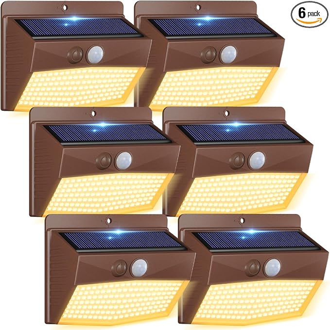 Peasur 6 Packs Solar Outdoor Lights Motion Sensor Solar Security Lights by Peasur