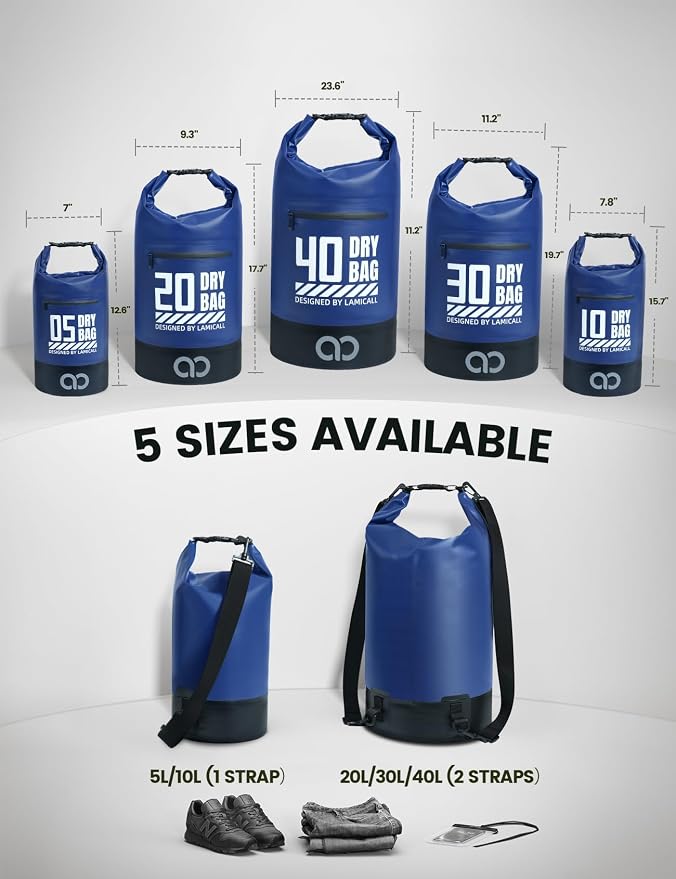 Lamicall Dry Bag Waterproof Backpack - 5L/10L/20L/30L/40L Large Water Proof Bag - Image 2