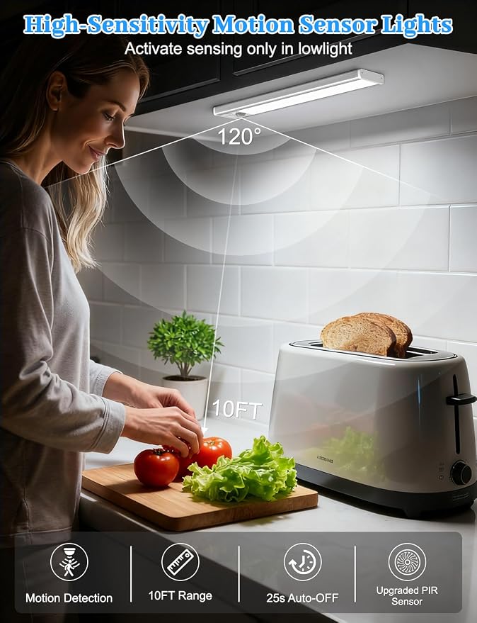 2000mAh Rechargeable Motion Sensor Light Indoor, Under Cabinet Lighting - Image 4