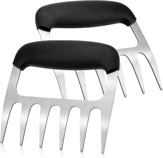 Meat Shredder Claws, 2 PCS Stainless Steel Meat Claws, Metal Pulled Pork with Handle Turkey Pork Chicken Shredder Tool Accessories for Men Grilling Cooking BBQ Serving