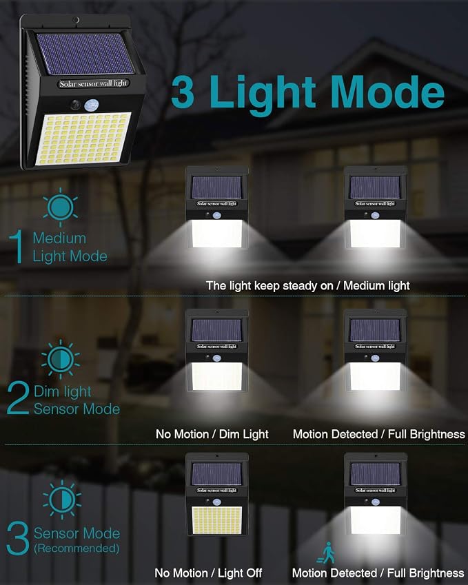 10 Pack Outdoor Solar Lights, 3 Modes/100LED Wireless Solar Security Lights - Image 4