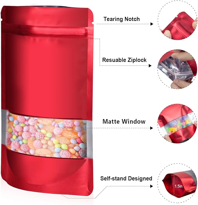 6.3"x9.5" 120pcs Mylar Bags for Food Storage, Smell Proof Bag - Image 3