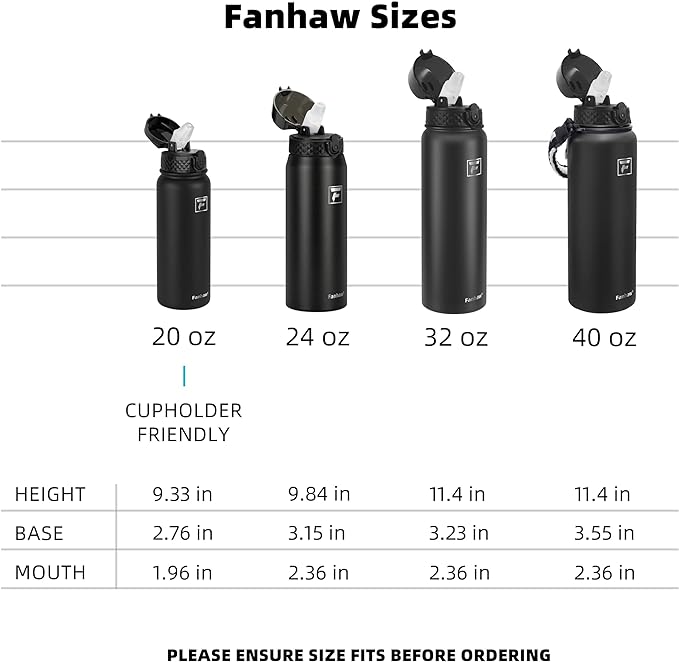 Fanhaw 40 oz Insulated Stainless Steel Water Bottle - Image 6