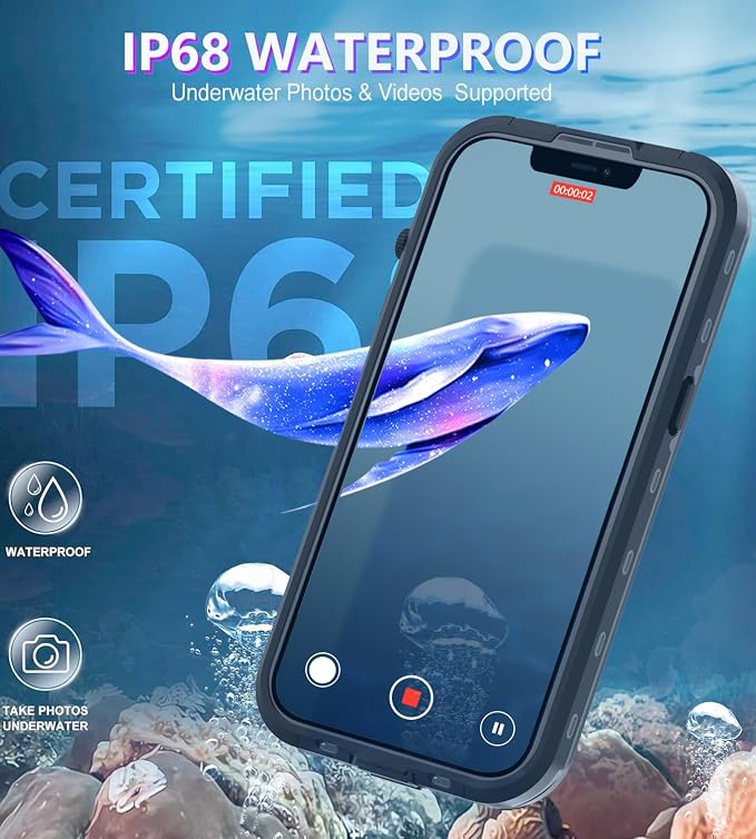 Design for iPhone 14 Case Waterproof 6.1'', Full Body Underwater Dustproof - Image 6