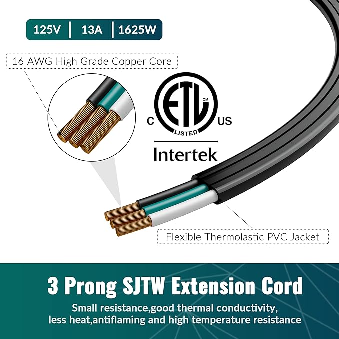 Elecan Flat Plug Extension Cord 6 Ft 2 Pack - Image 5
