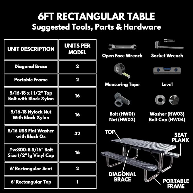Heavy-Duty Portable Outdoor Picnic Table, Thermoplastic Coated Expanded Metal Commercial-Grade Patio Dining Furniture Made in America (6ft Rectangular, Dark Blue)