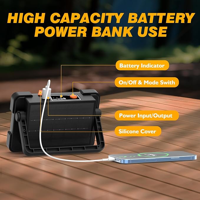 120W Solar Rechargeable Work Light, 144 LED 10000LM Led Work Light - Image 6