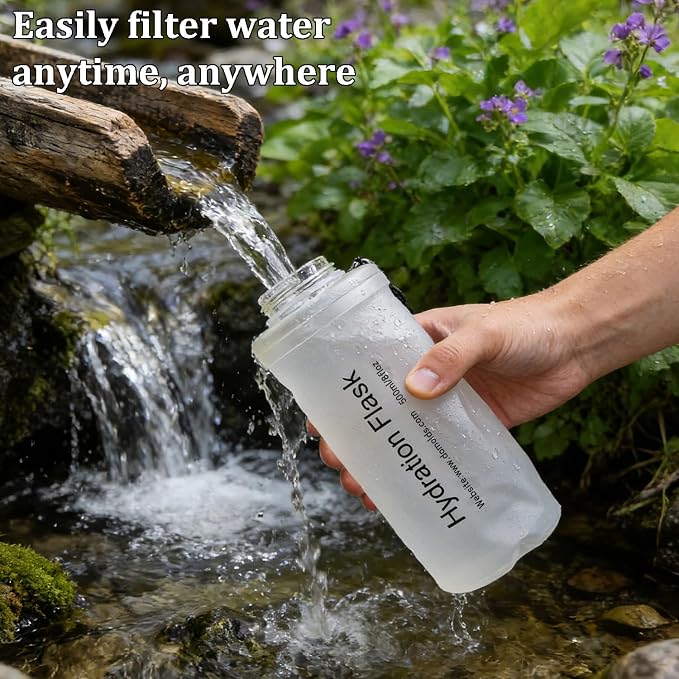 GUYI 700ml Collapsible Water Filter Bottle, Removes Impurities, BPA Free - Image 6