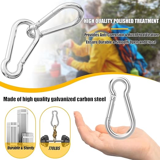EPHECH 20PCS 4" Heavy Duty Spring Snap Hook, M10 3/8" Galvanized Steel Snap - Image 4