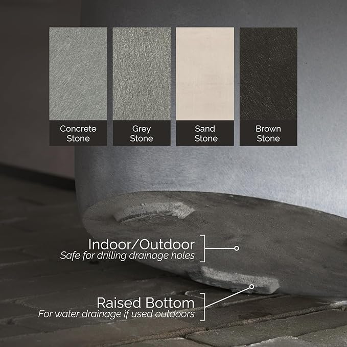 Reglito Cube Planter – Fiberglass Indoor/Outdoor and Weather-Resistant Large Planter (Concrete Stone, 27.6" L x 27.6" W x 28.1" H)