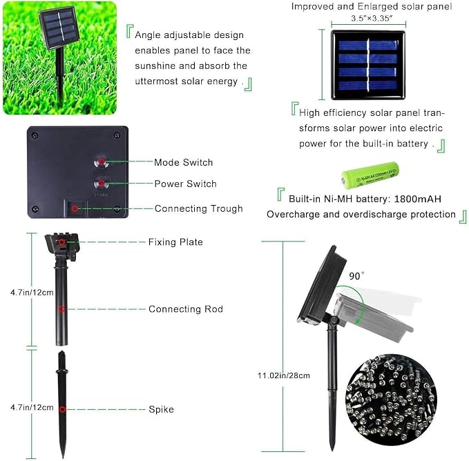 OZS 4 Pack 320LED Solar Christmas String Lights Outdoor, Waterproof 8 Modes - Image 8