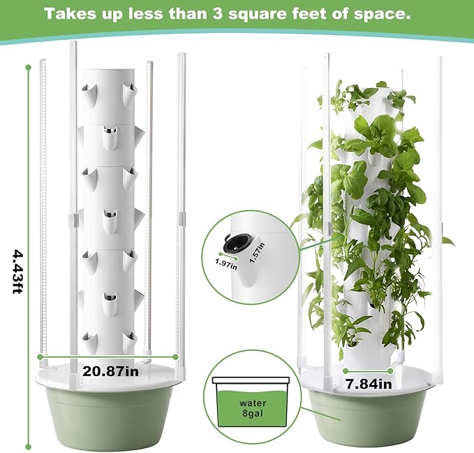 Vertical Hydroponic Growing System Kit – LED Grow Lights, Hydroponic Vegetable Tower,Inddor Lettuce Growing Garden,28 Plant Sites, for Indoor & Outdoor Gardening,Full Spectrum