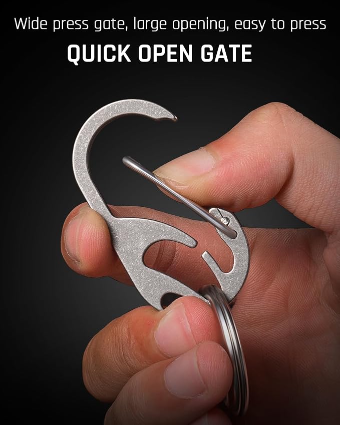 TISUR Titanium Carabiner Keychain Clip, Anti-Lost Key Ring Holder, Self-Locking - Image 4