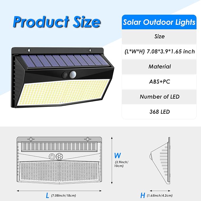 5 Pack 368 LED Solar Lights Outdoor Motion Sensor, Solar Fence Light - Image 7