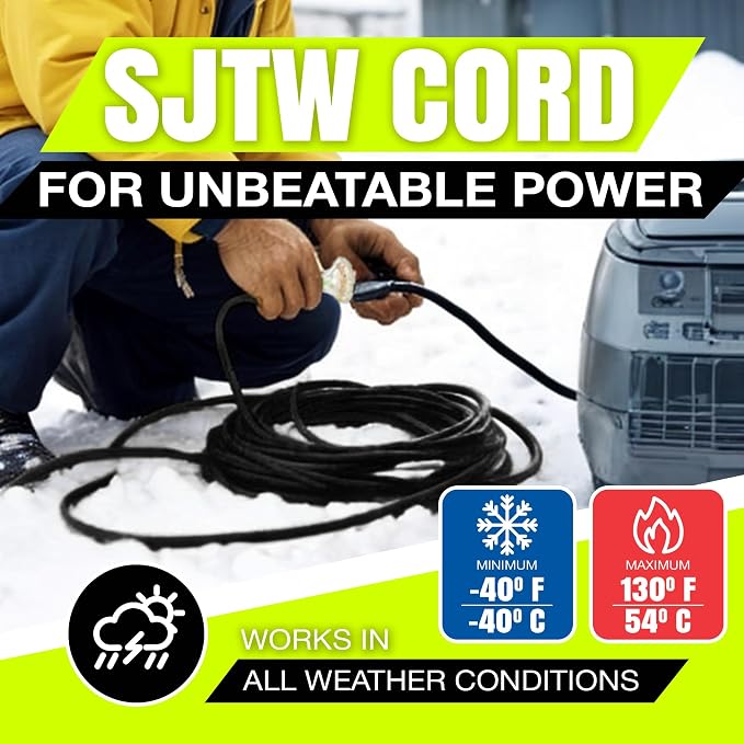 100ft Outdoor/Indoor Extension Cord 3-Outlet 12/3 Gauge Extra Heavy Duty 3 - Image 8