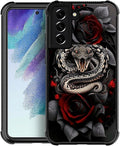 for Samsung Galaxy S22 Plus Case, Entwined Rose Snake Pattern Graphic Design by FKBRCL4U