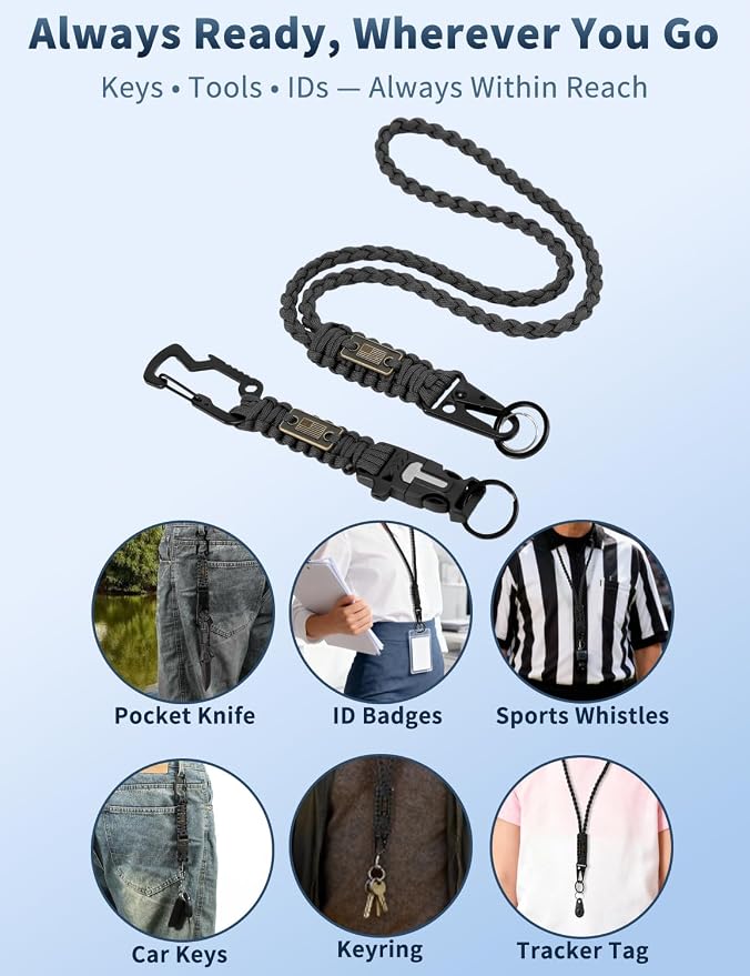 DDOUT Heavy Duty Paracord Lanyard 550 Paracord Braided Keychain - Image 5