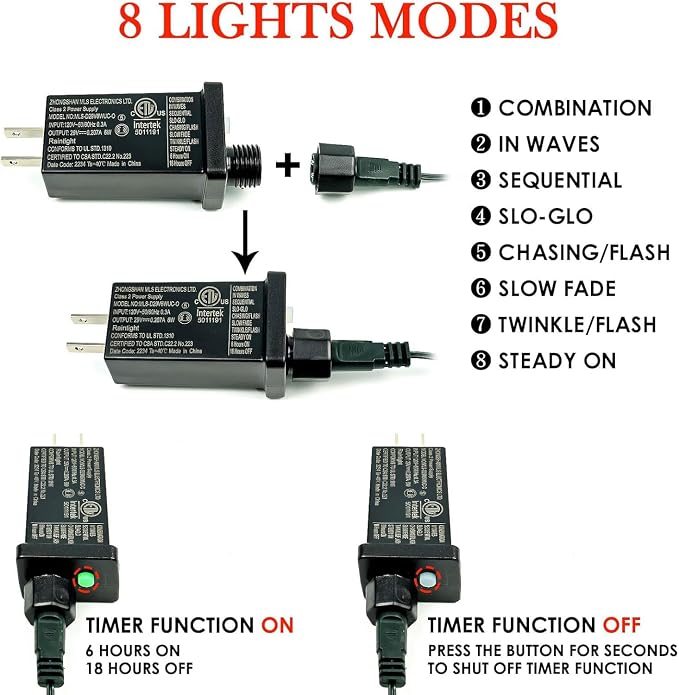 OZS Connectable Red and Green Christmas String Lights, Plug in Tree Lights - Image 5