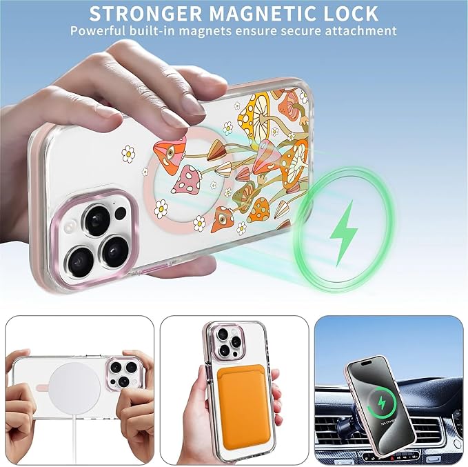Case for iPhone 13 Pro Max, Retro Mushroom Sunflower Phone Case Design，for - Image 3