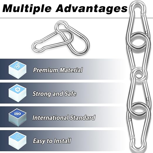 40 PCS 3'' Spring Snap Hook Carabiner, M8 5/16 Inch Galvanized Silver Steel - Image 5