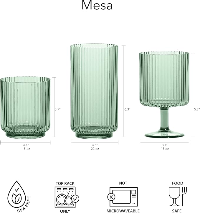 Abode Homewares Mesa 22 oz Durable Acrylic Jumbo Drinking Glasses, - Image 4