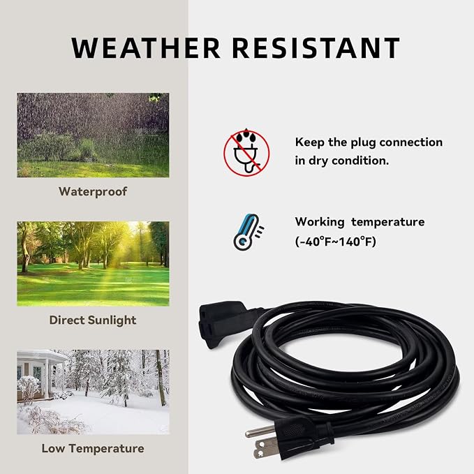 8ft Outdoor Extension Cord for Christmas Decorations - Image 5