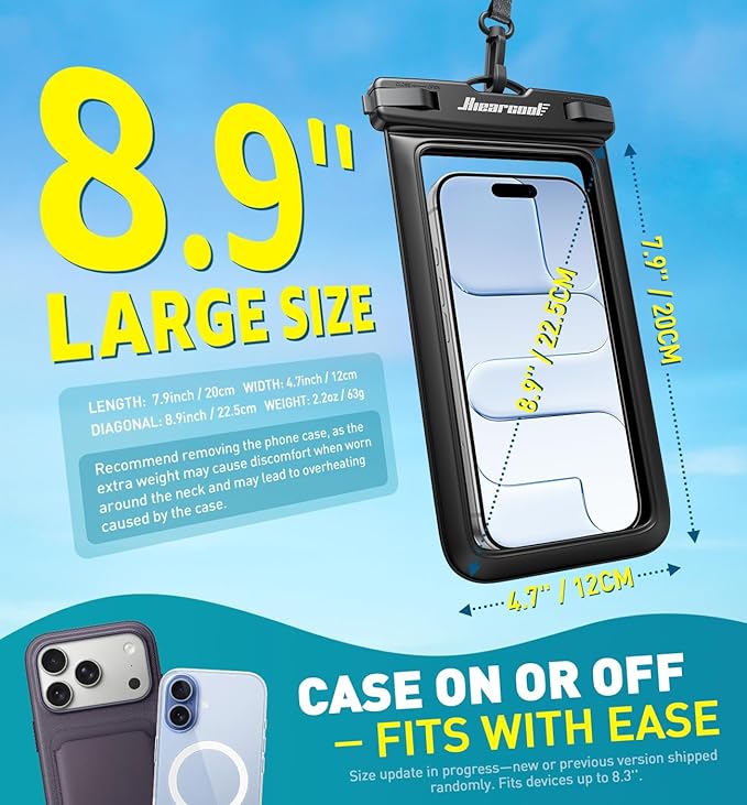 Hiearcool Waterproof Phone Pouch, Waterproof Beach Bag Compatible - Image 3